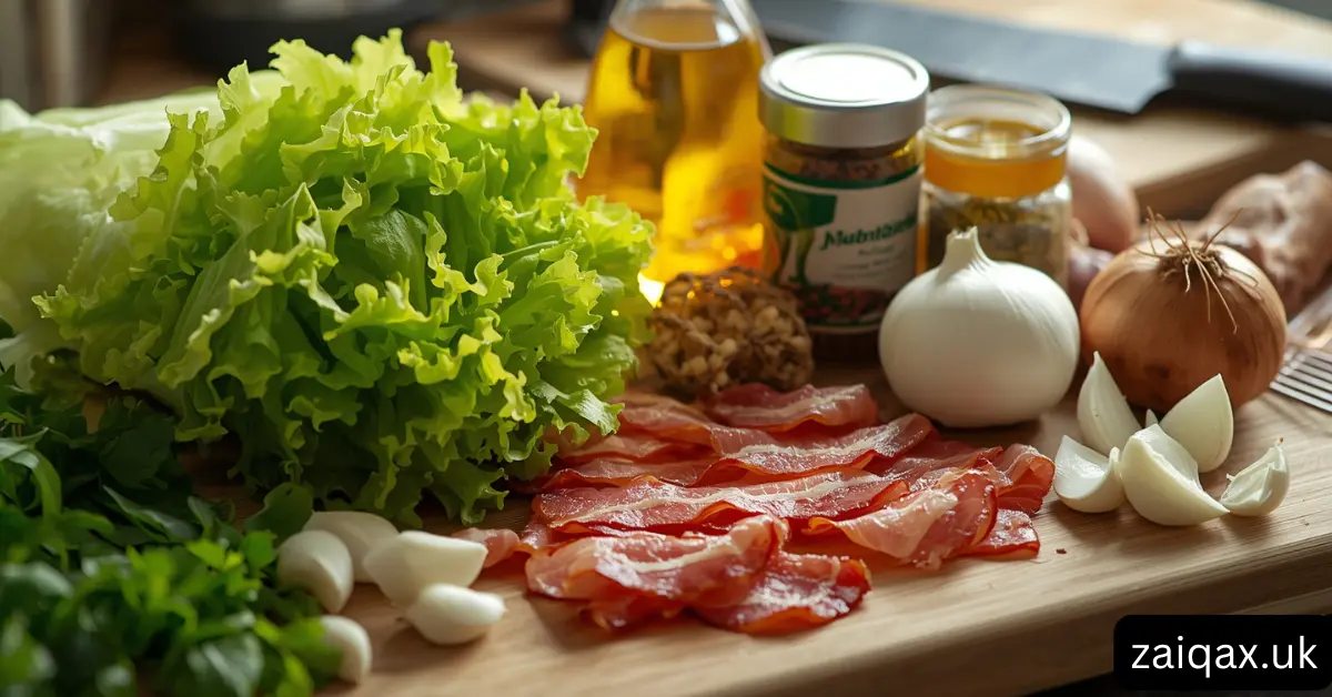 Ingredients for a Perfect Wilted Lettuce With Bacon