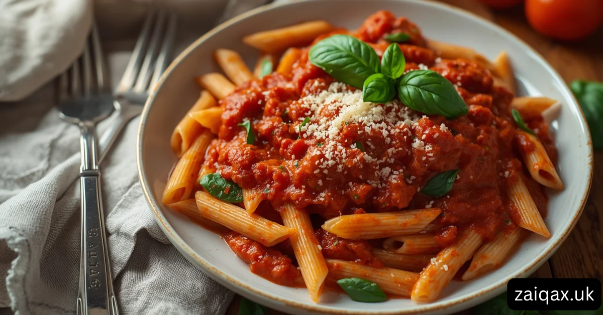 Classic Whole Wheat Penne with Tomato Basil Sauce