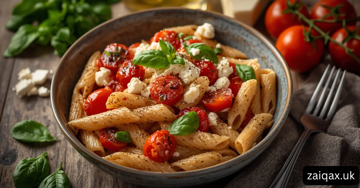 Whole Wheat Penne with Roasted Tomato and Feta