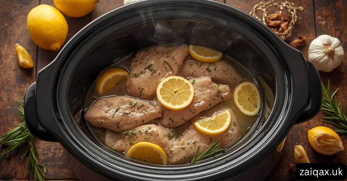 Whole30 Crock Pot Lemon Garlic Chicken