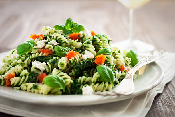 fusilli with spinach pesto